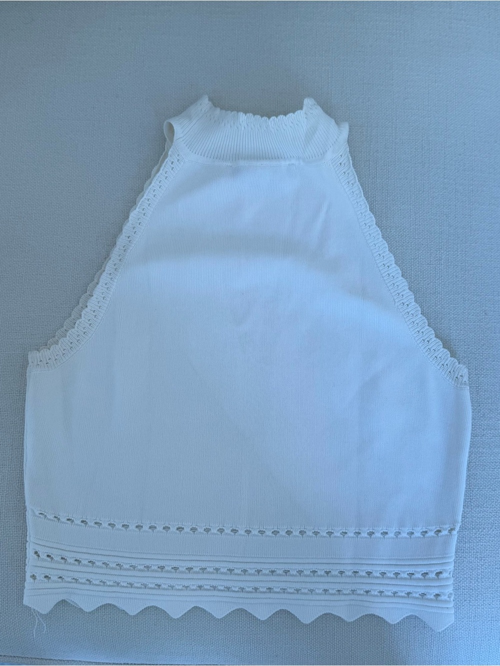 Zara White Knit Halter Camisole with Lace Trim